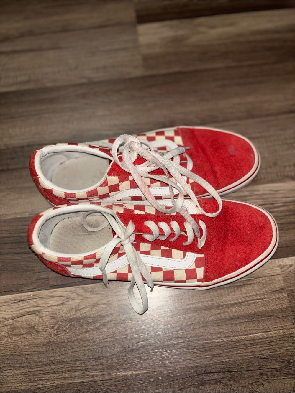 Vans Red and White Checkerboard Old Skool Sneakers
